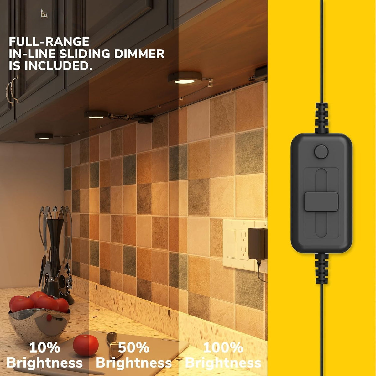 Black 2.75‑Inch Plug‑in LED Puck Light 3‑Pack