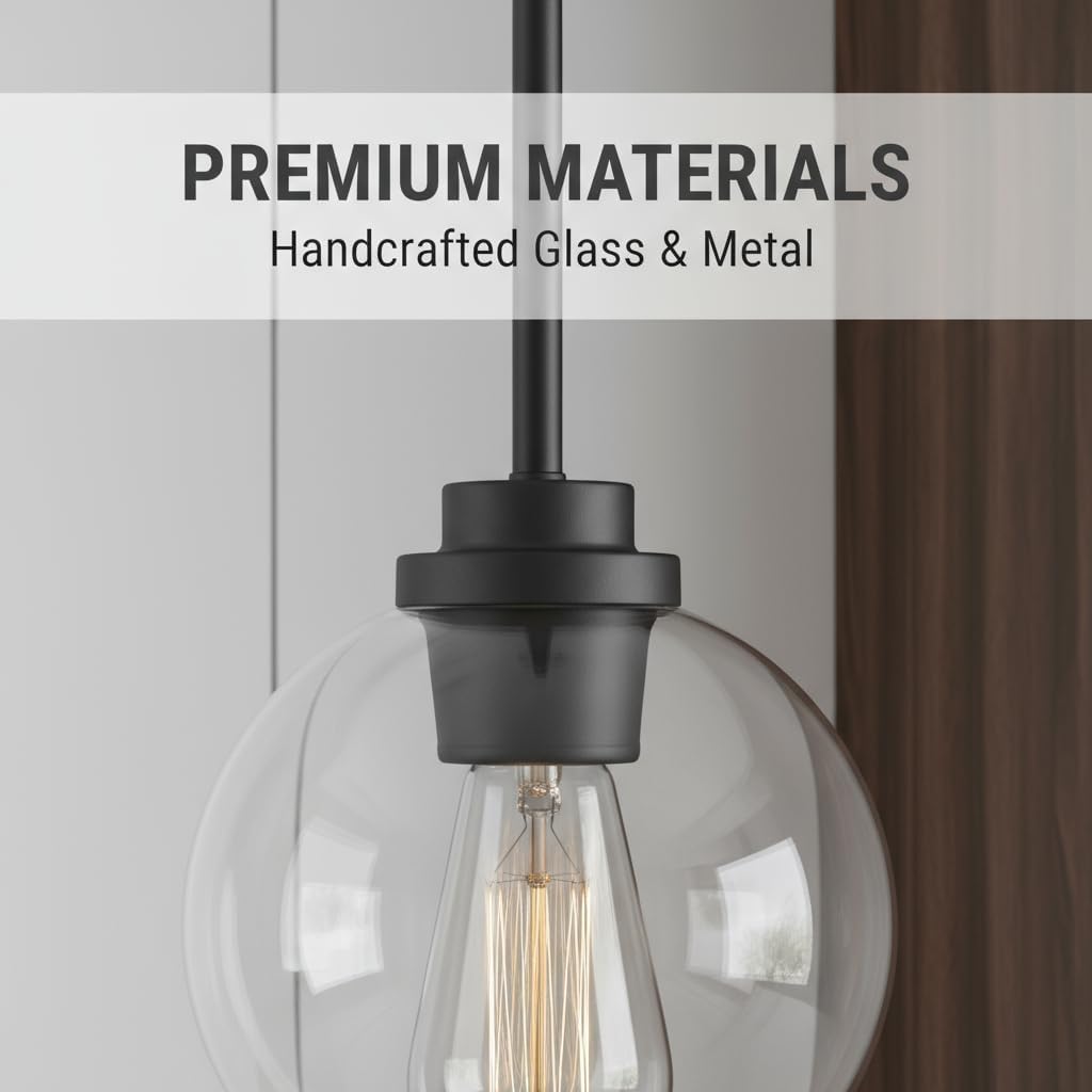 Black Clear‑Globe Globe Pendant Light 1‑Pack