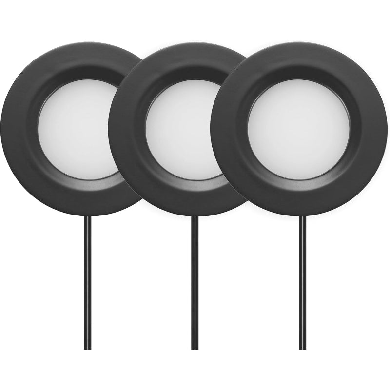 Black 2.75‑Inch Plug‑in LED Puck Light 3‑Pack