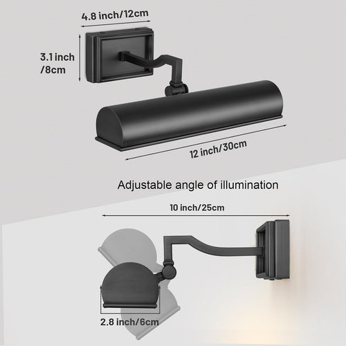 12‑Inch Bronze Hardwired Adjustable Picture Light