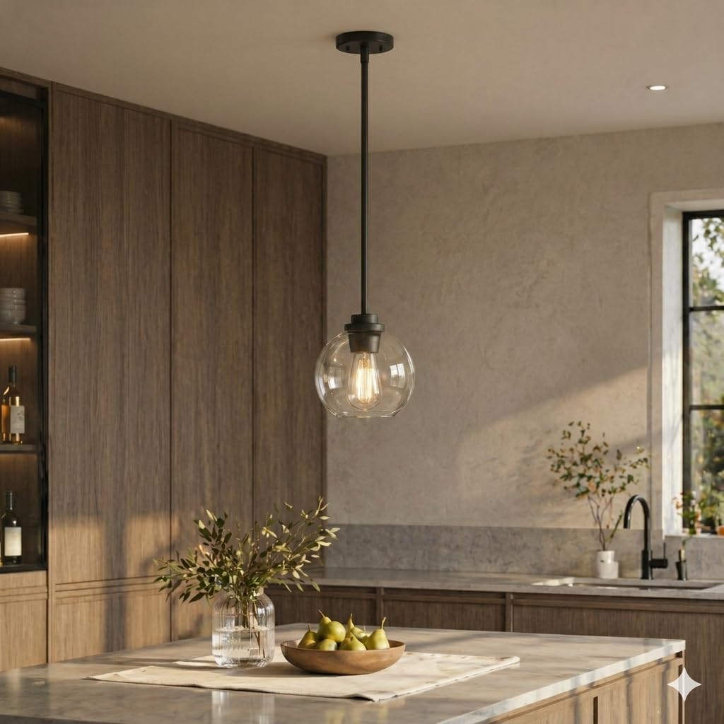 Black Clear‑Globe Globe Pendant Light 1‑Pack