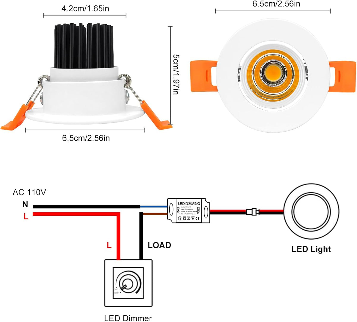 2‑Inch COB LED Recessed Downlight 3W