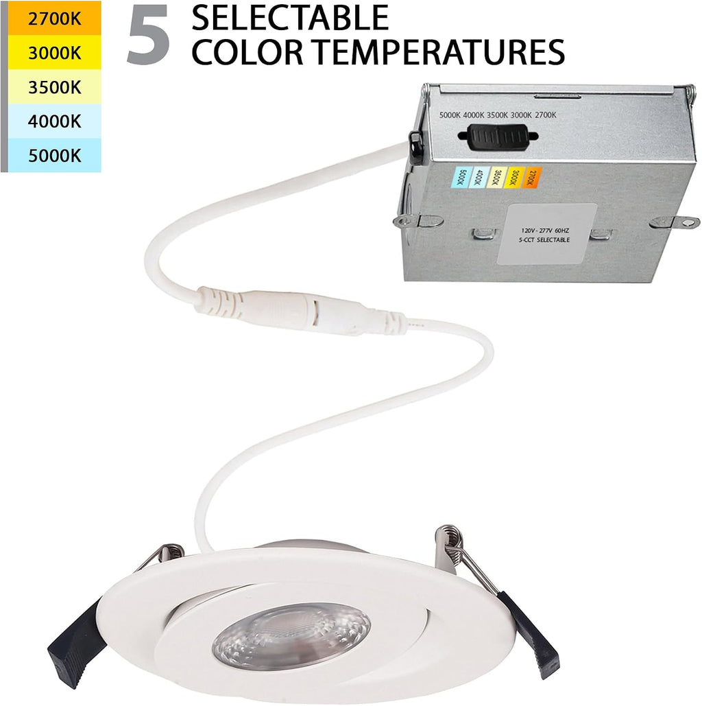 White 4‑Inch 5‑CCT Adjustable LED Recessed Light 6‑Pack