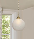 11.8‑Inch White Cloud‑Glass Brass Pendant Light