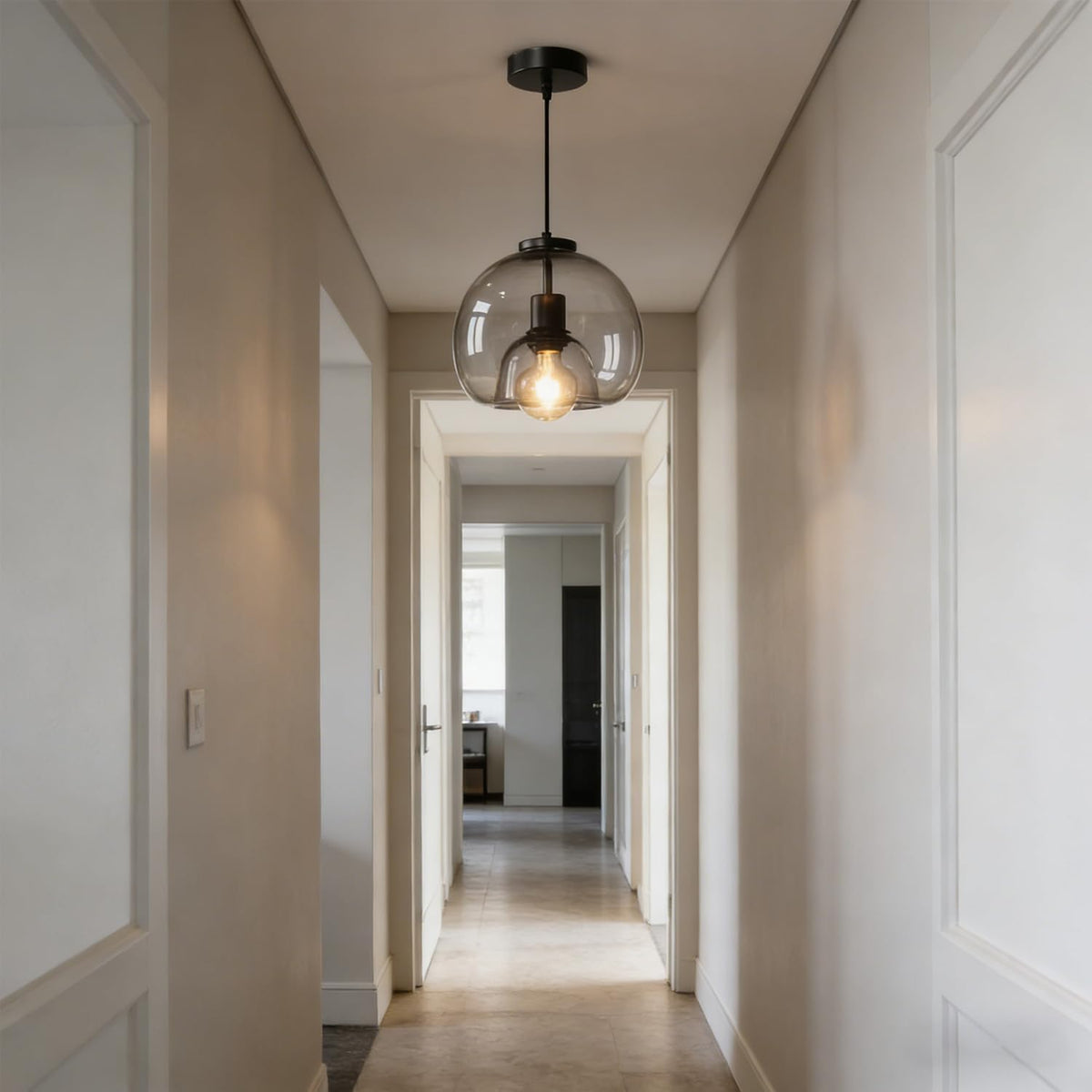 Glass Adjustable‑Height Pendant Light
