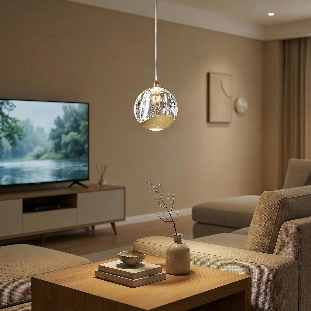 3.5‑Inch Gold Bubble‑Glass Single Pendant Light