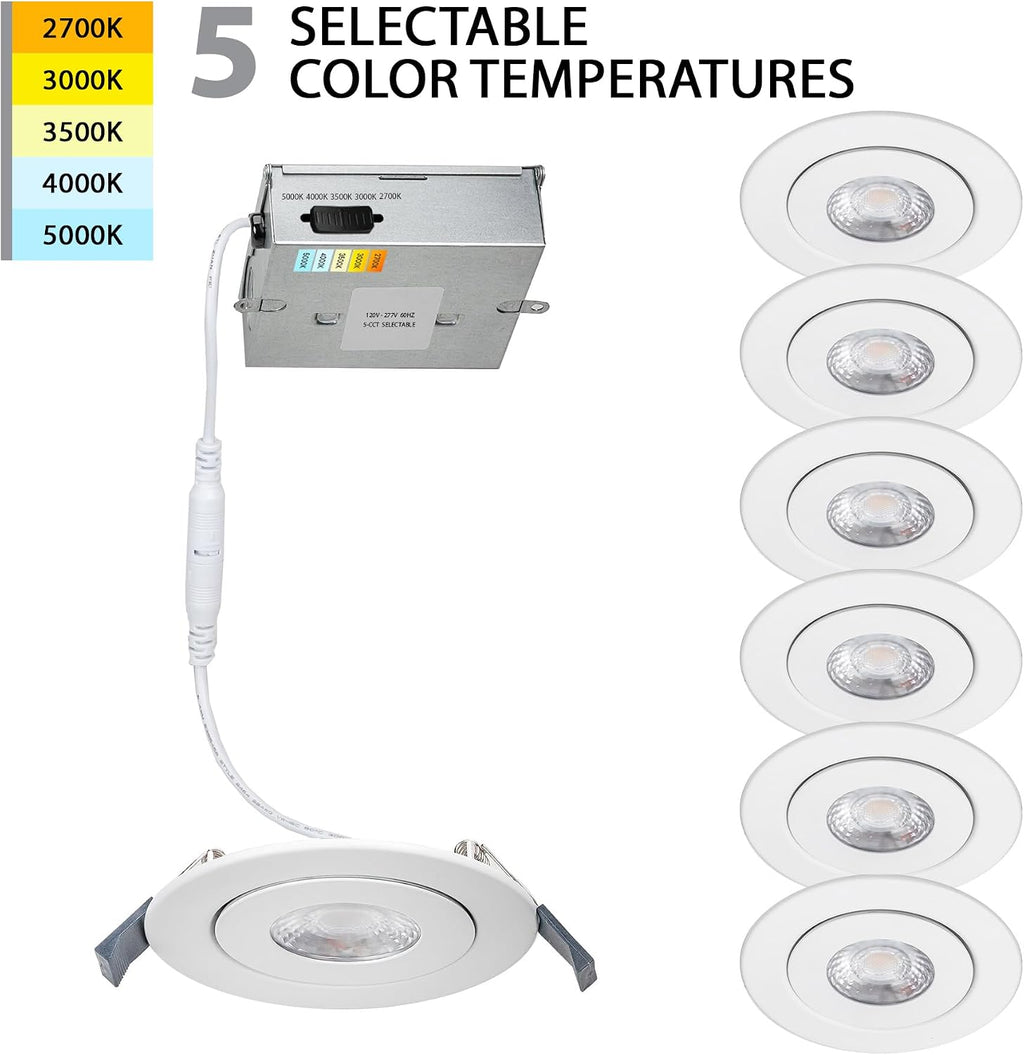 White 4‑Inch 5‑CCT Adjustable LED Recessed Light 6‑Pack