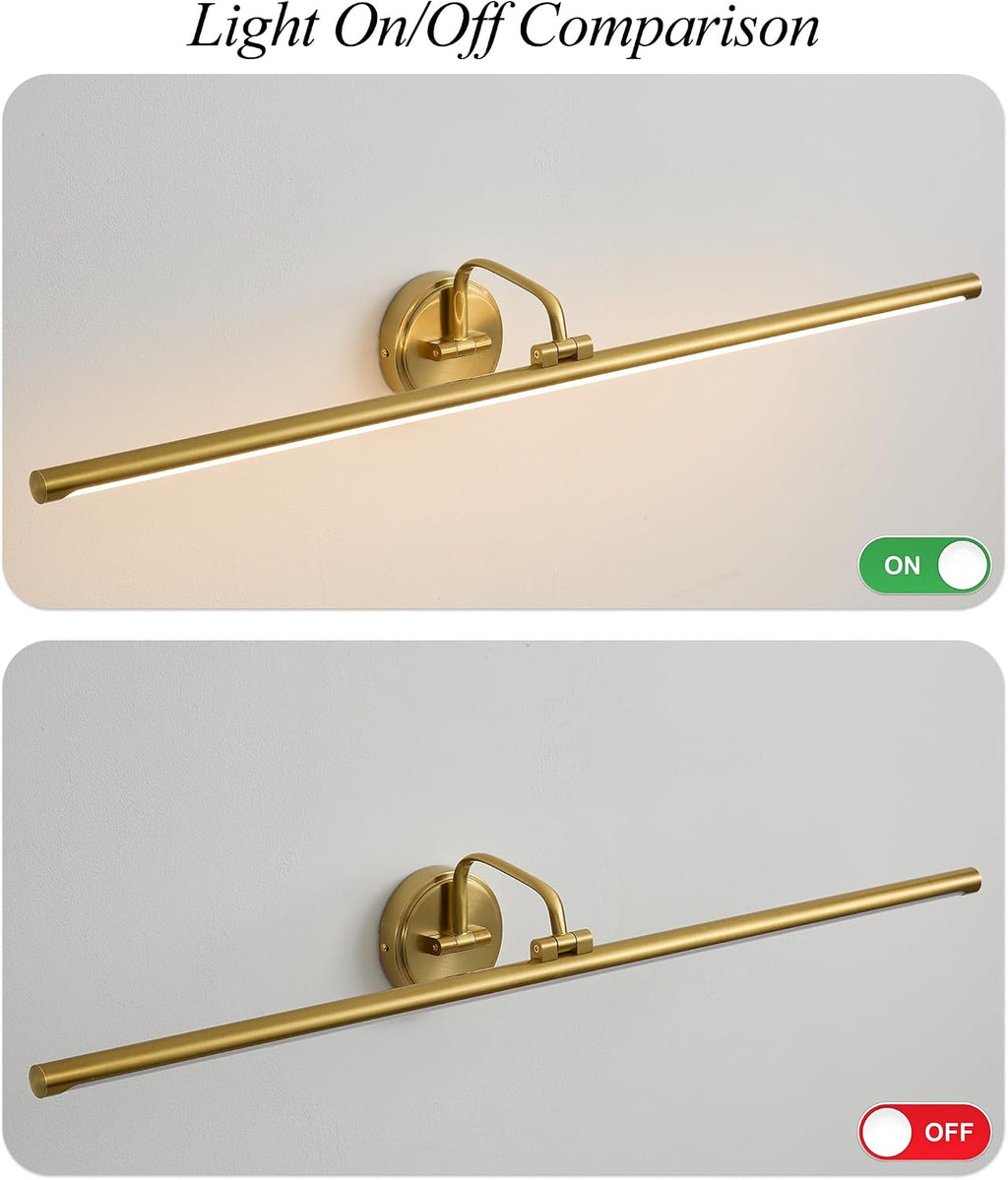 39‑Inch Brass Dimmable Swing‑Arm LED Picture Light