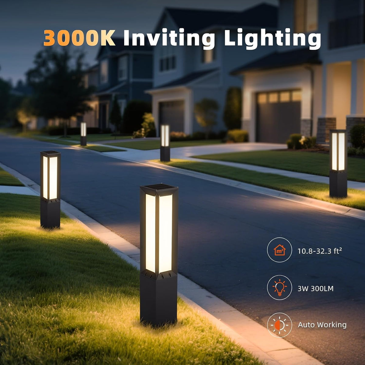 32‑Inch 3000K IP65 Solar Outdoor Bollard Light
