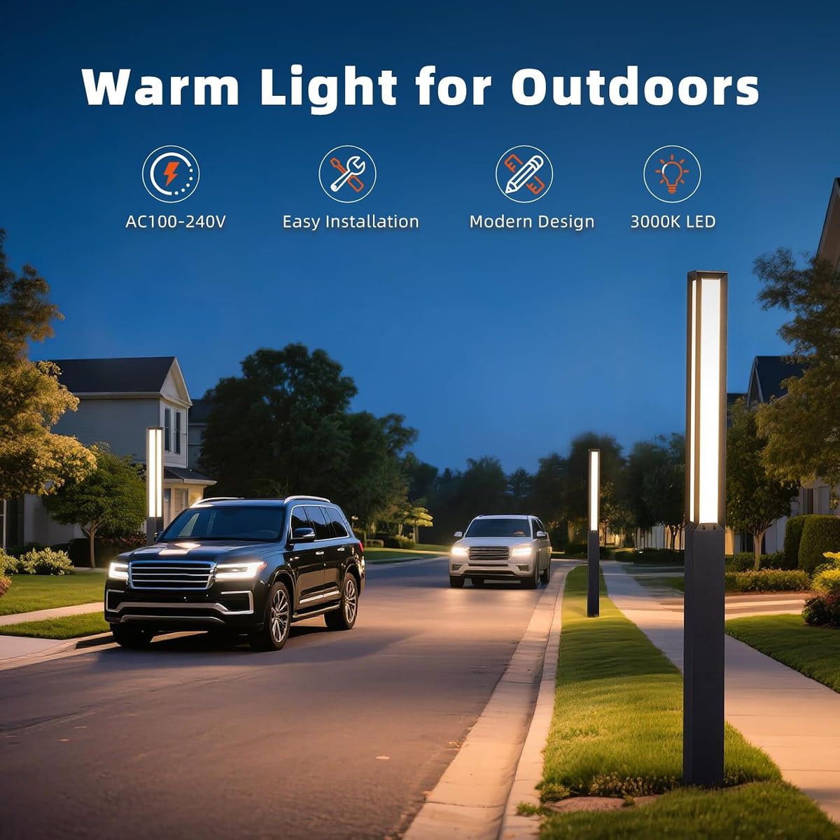 92‑Inch Tall LED Landscape Bollard Pole Light