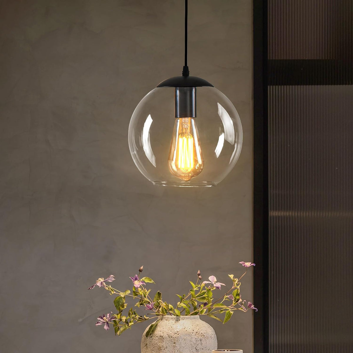 4.7‑Inch Black Clear‑Globe Cluster Pendant Light