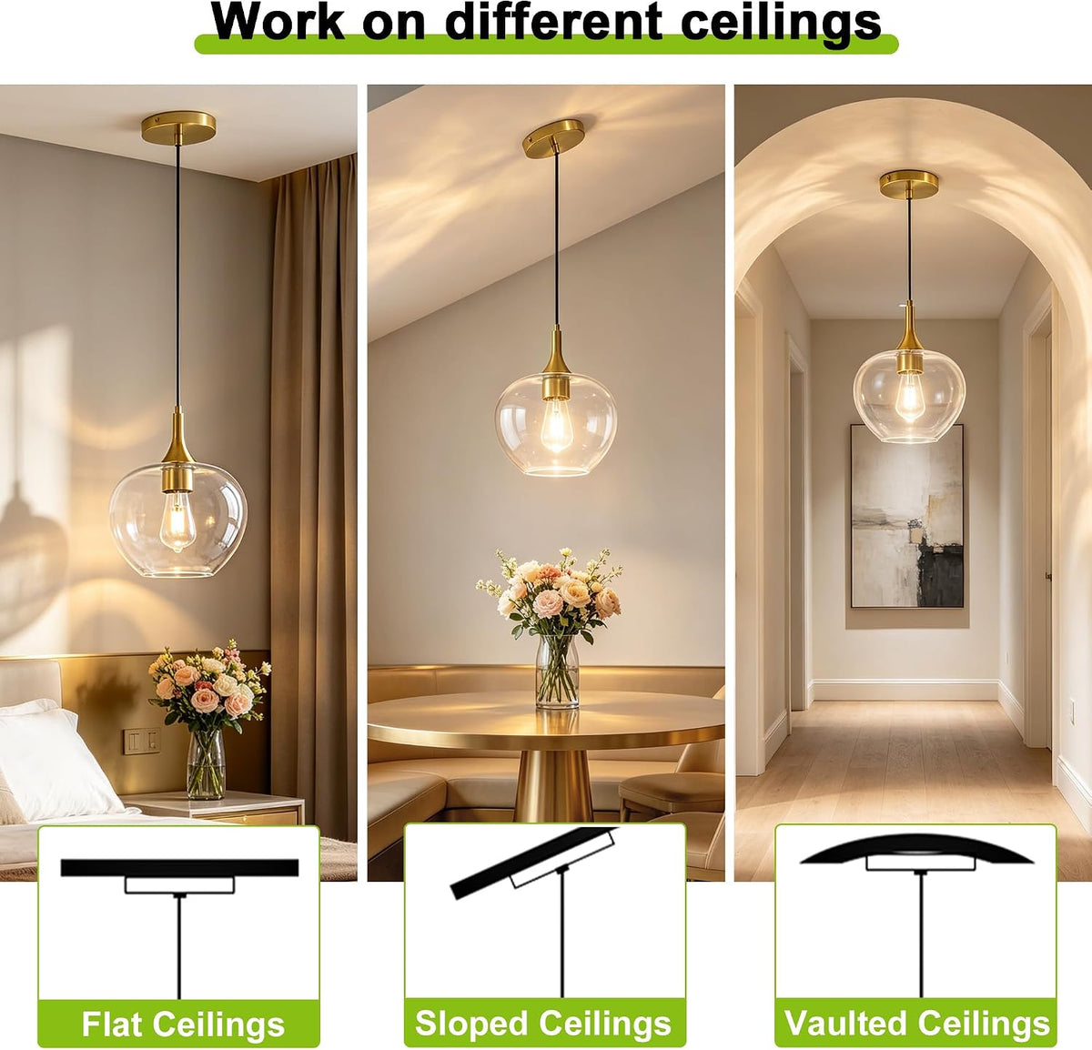 9.45‑Inch Gold Clear‑Glass Pendant Light 1‑Pack
