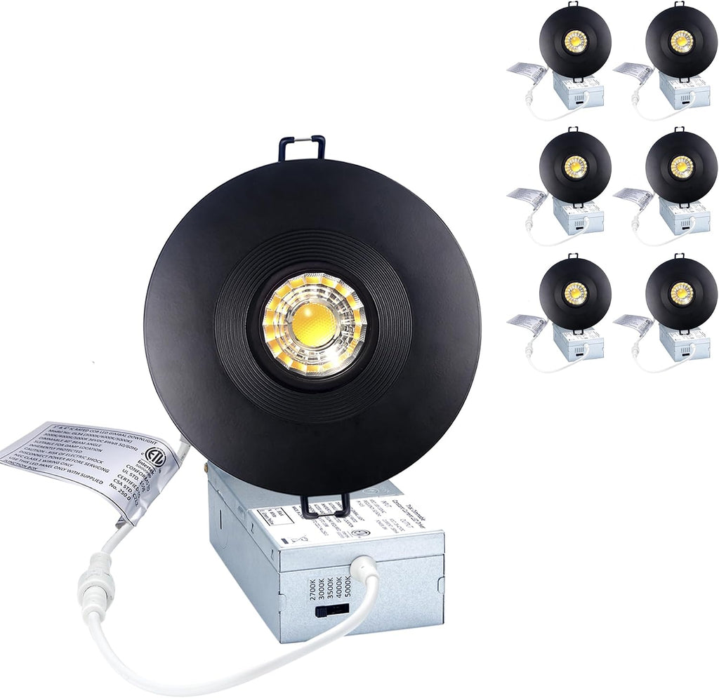 Black 4‑Inch Gimbal LED Recessed Light 6‑Pack