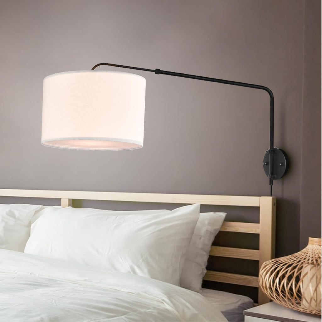 Matte‑Black Telescopic Swing‑Arm Wall Sconce 2‑Pack