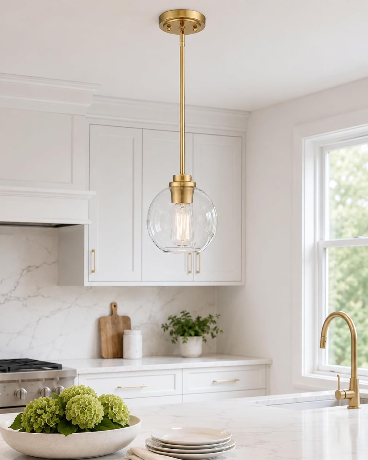 Brass Clear‑Globe‑Globe Pendant Light 2‑Pack
