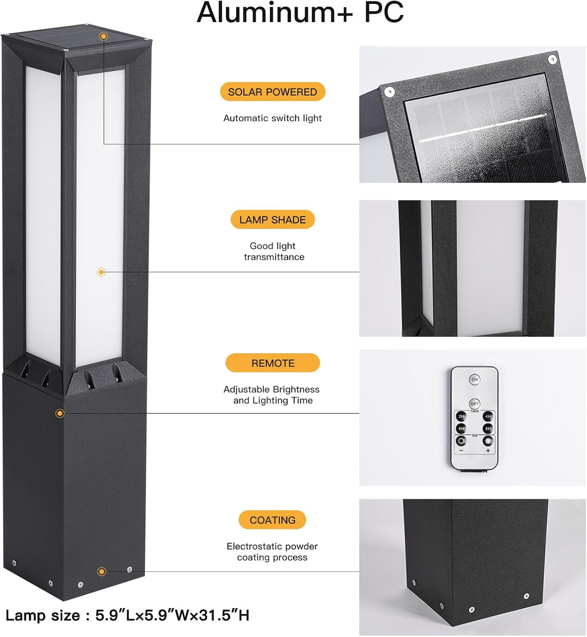 31.5‑Inch Solar Dusk‑to‑Dawn Pathway Light