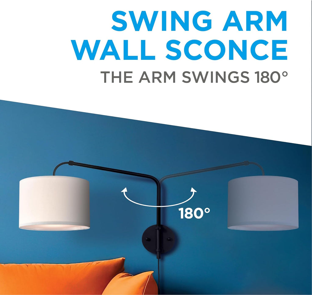 Matte‑Black Telescopic Swing‑Arm Wall Sconce 2‑Pack