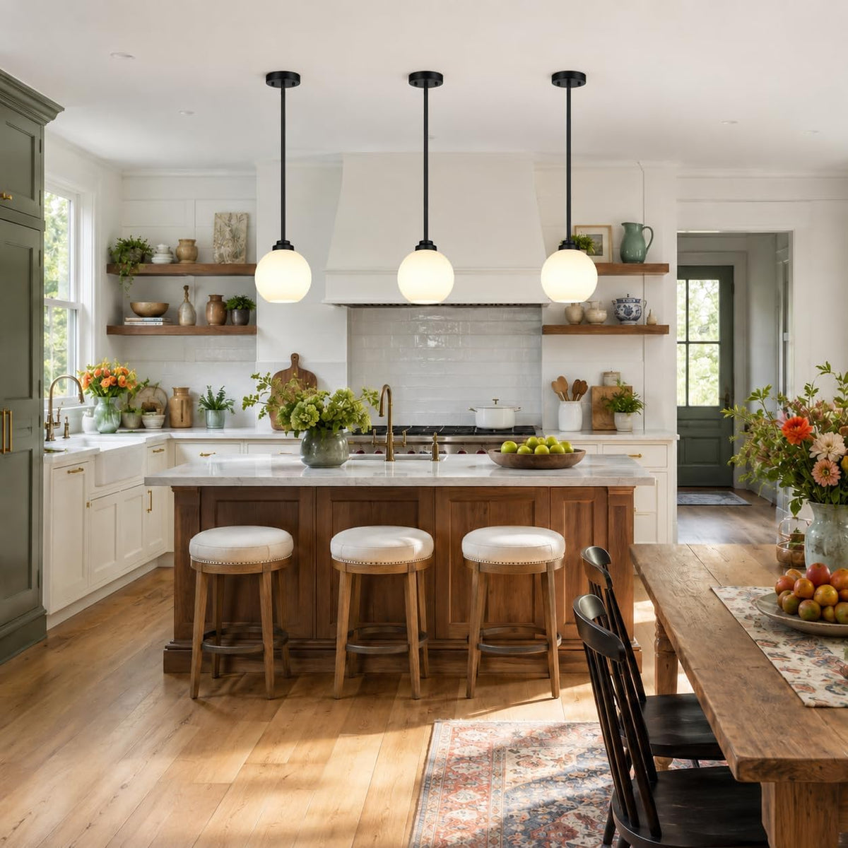 2‑Pack Milk‑Glass Globe Pendant Light