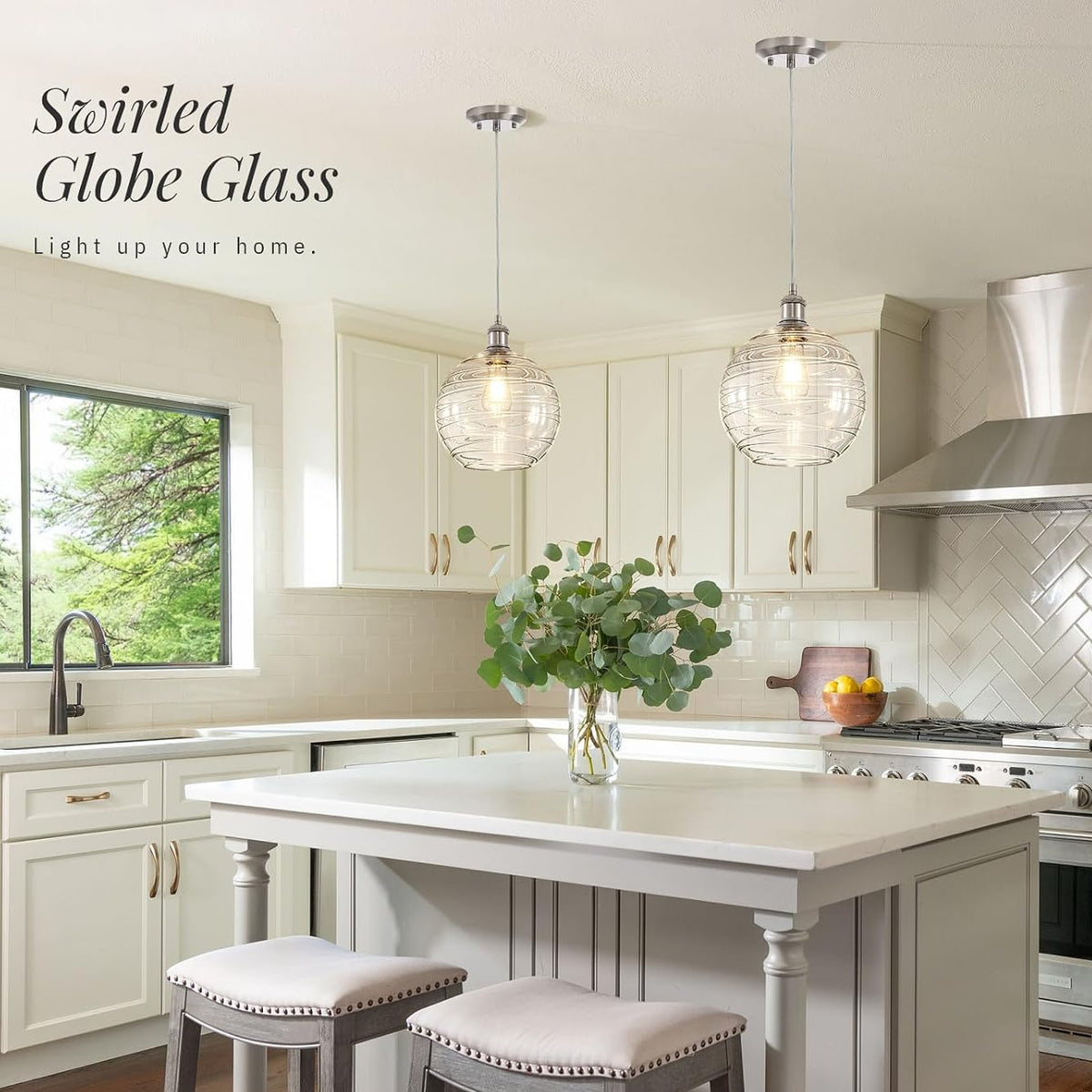10‑Inch Brushed‑Nickel Globe‑Glass Pendant Light