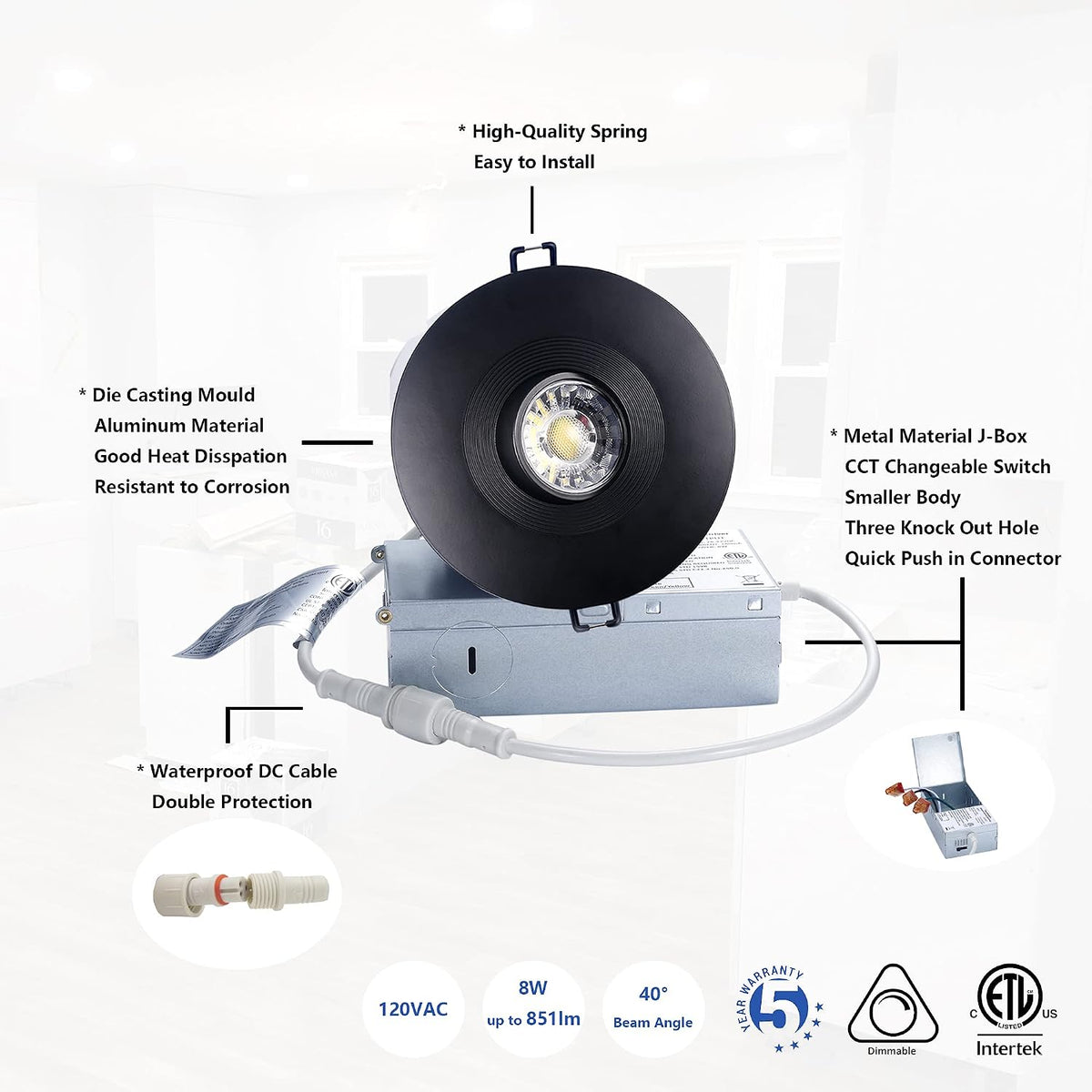 Black 4‑Inch Gimbal LED Recessed Light 6‑Pack