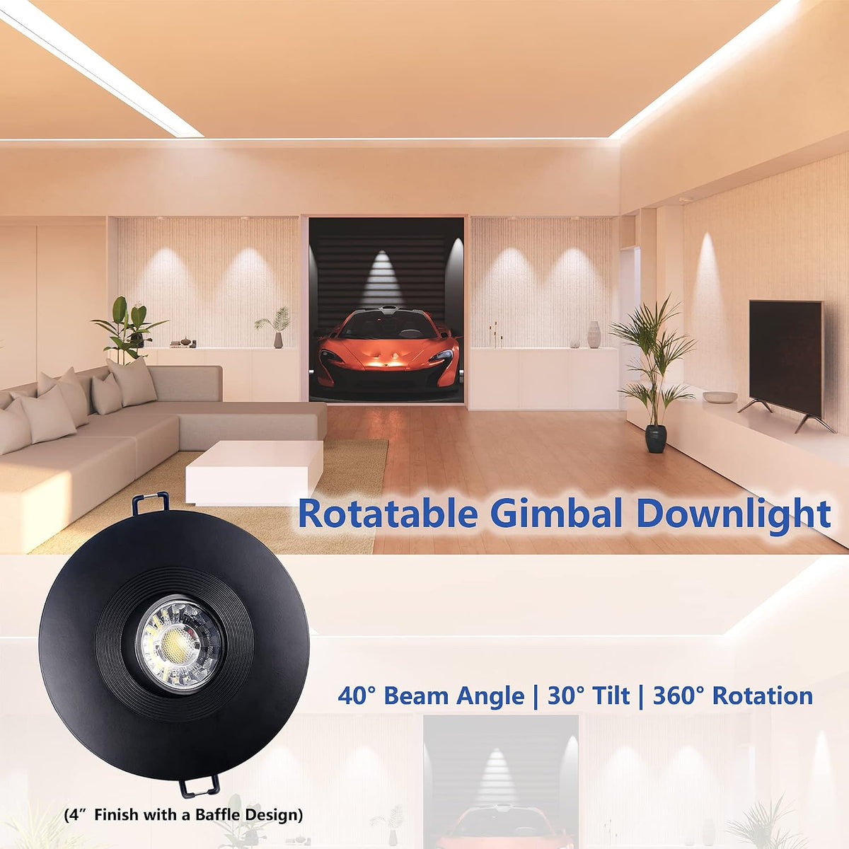 Black 4‑Inch Gimbal LED Recessed Light 6‑Pack