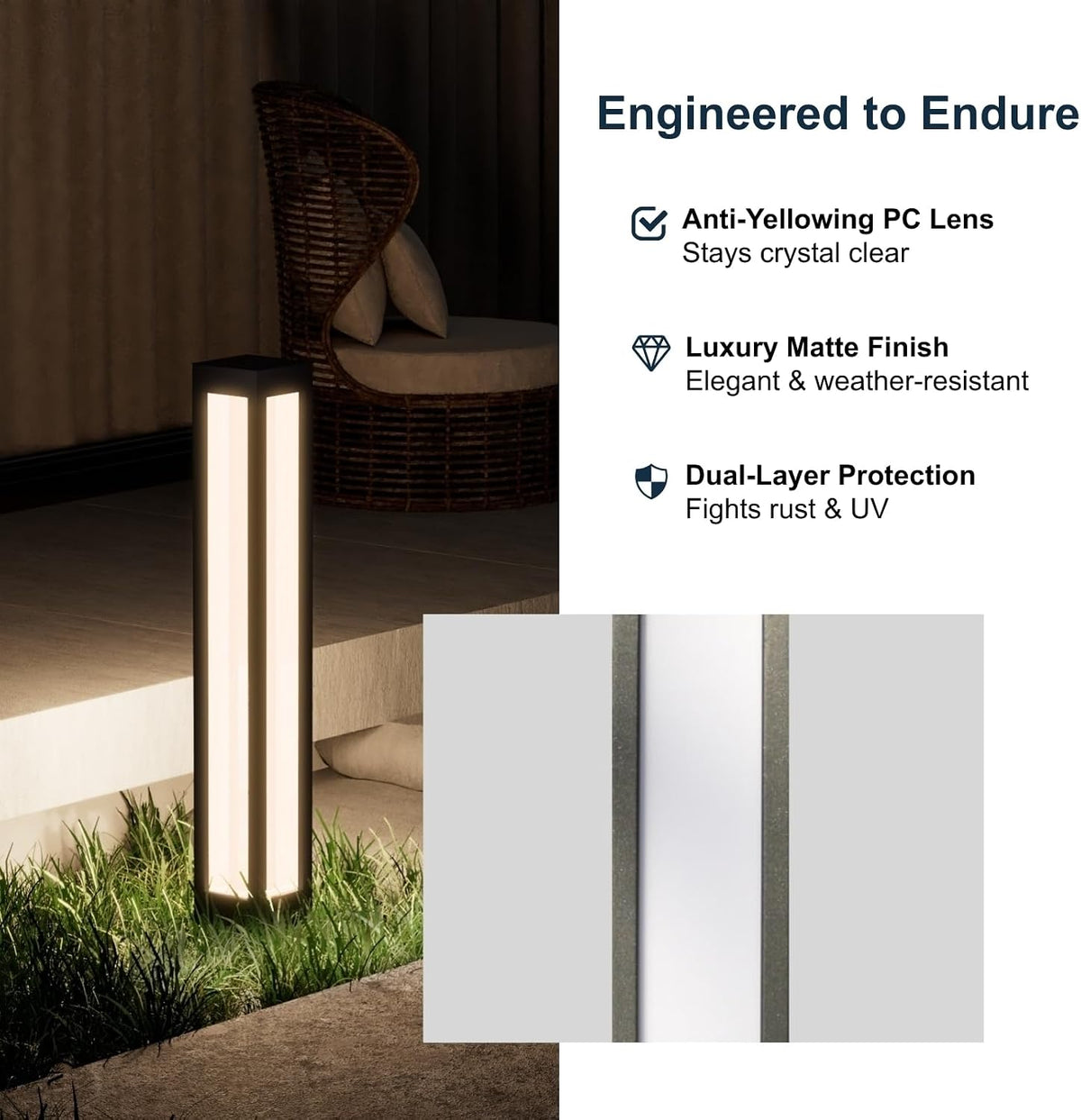 32‑Inch IP65 Aluminum LED Outdoor Bollard Light