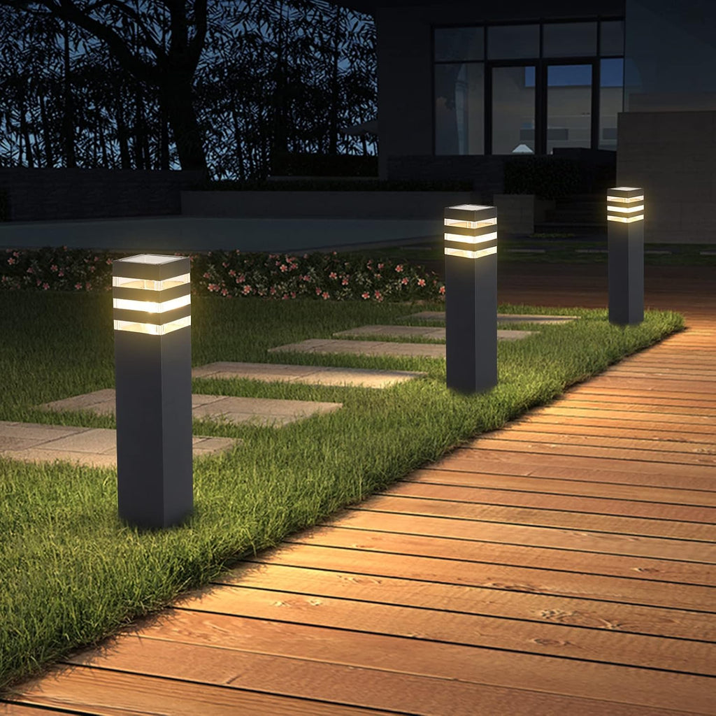 Black Hardwired Outdoor Pathway Walkway Lantern