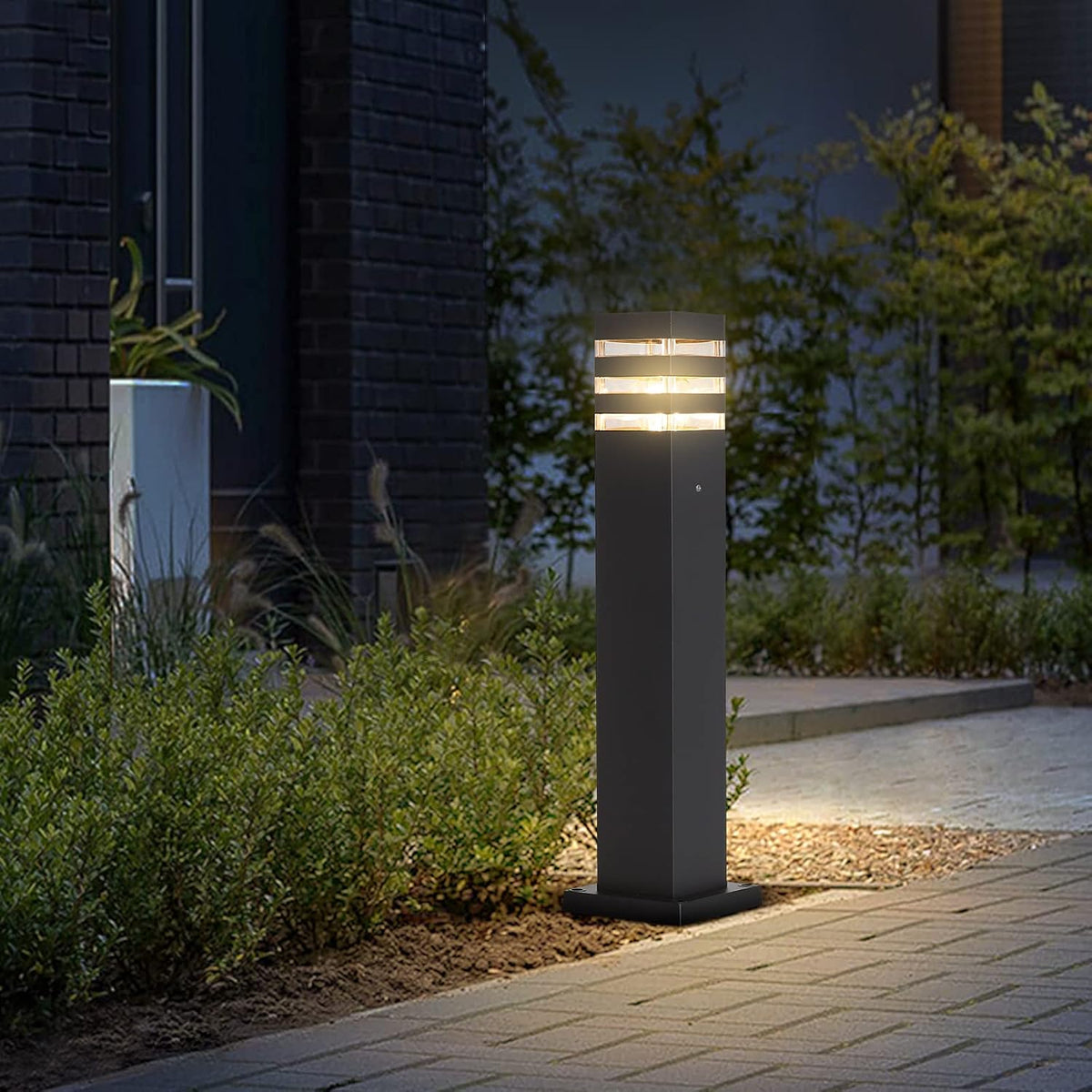 Black Hardwired Outdoor Pathway Walkway Lantern