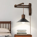 Farmhouse Wood Swing‑Arm Plug‑In Wall Lamp