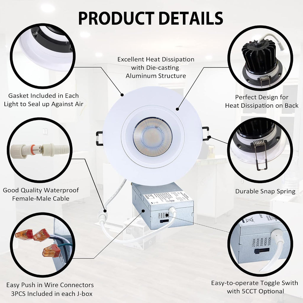 Black 4‑Inch Gimbal LED Recessed Light 4‑Pack