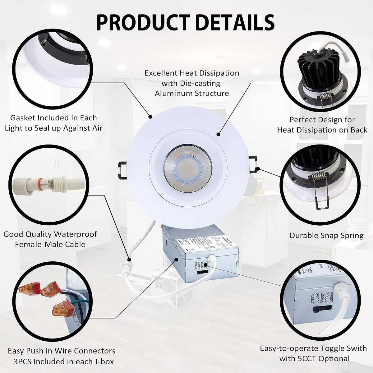 Black 4‑Inch Gimbal LED Recessed Light 4‑Pack