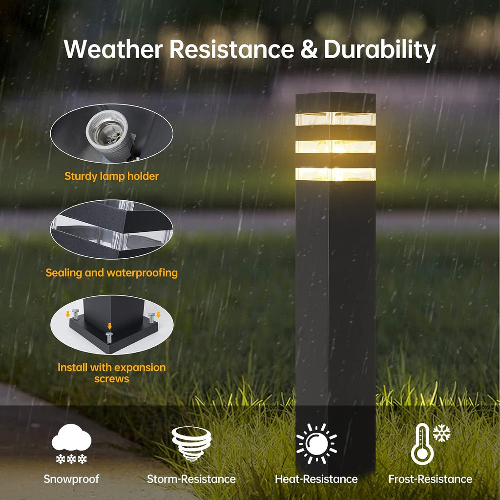 Black Hardwired Outdoor Pathway Walkway Lantern