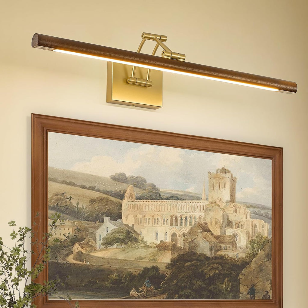 27.5‑Inch Gold Wood Hardwired Picture Light