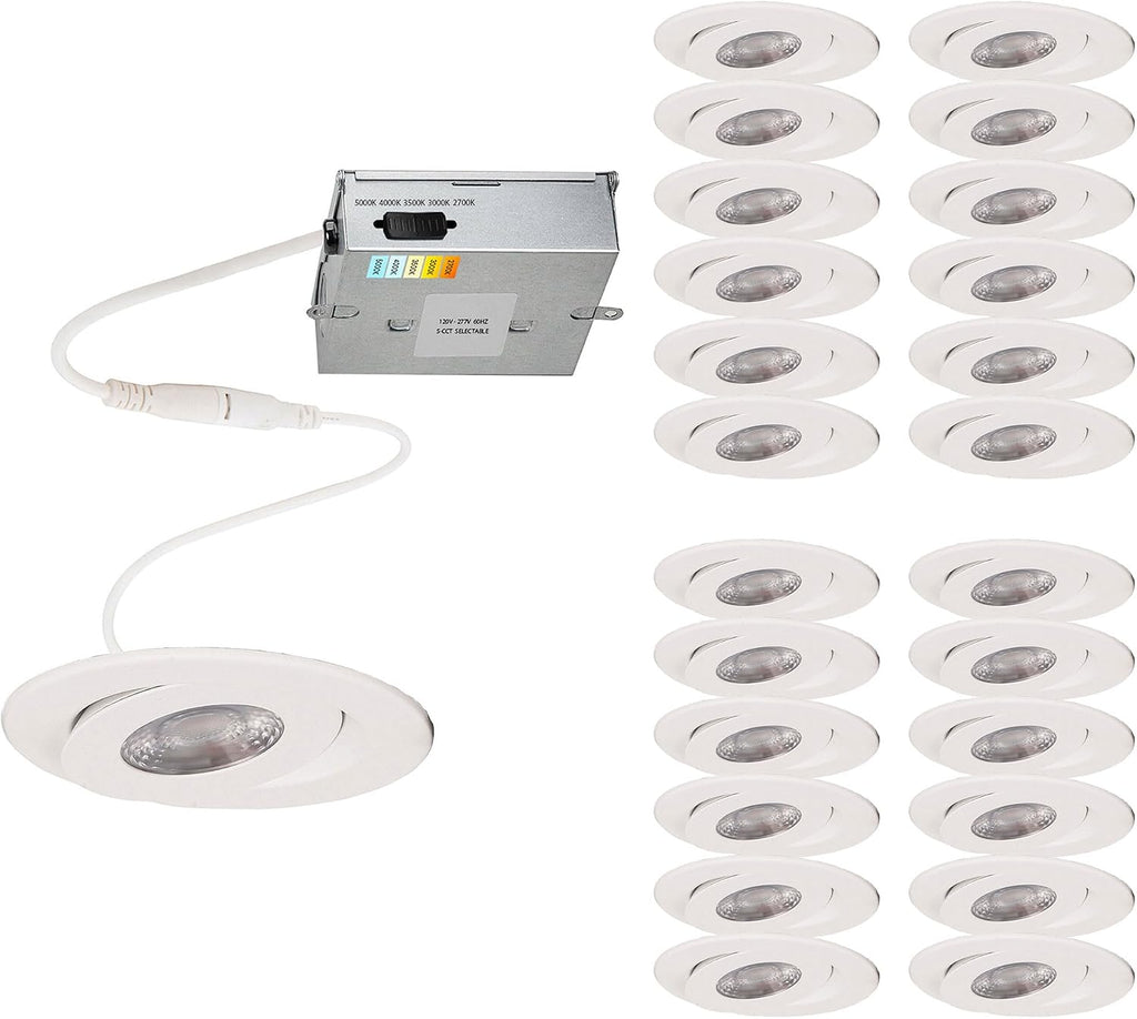 White 4‑Inch 5‑CCT Adjustable LED Recessed Light 6‑Pack