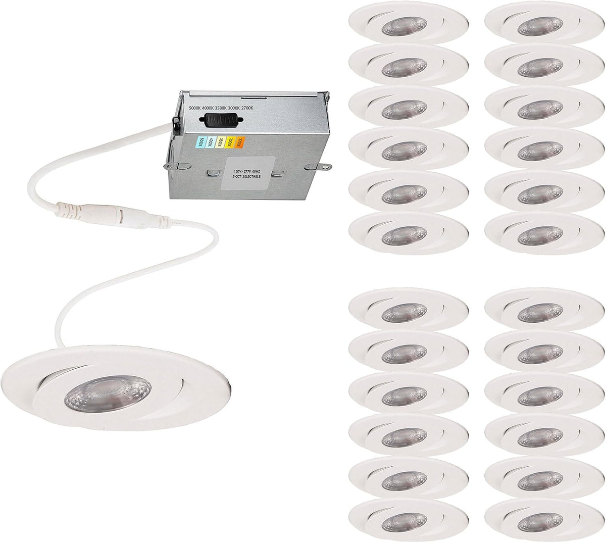 White 4‑Inch 5‑CCT Adjustable LED Recessed Light 6‑Pack