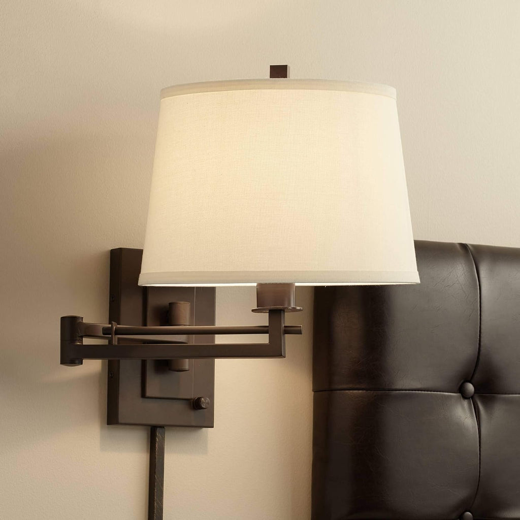 15‑Inch Bronze Plug‑In Swing‑Arm Wall Lamp
