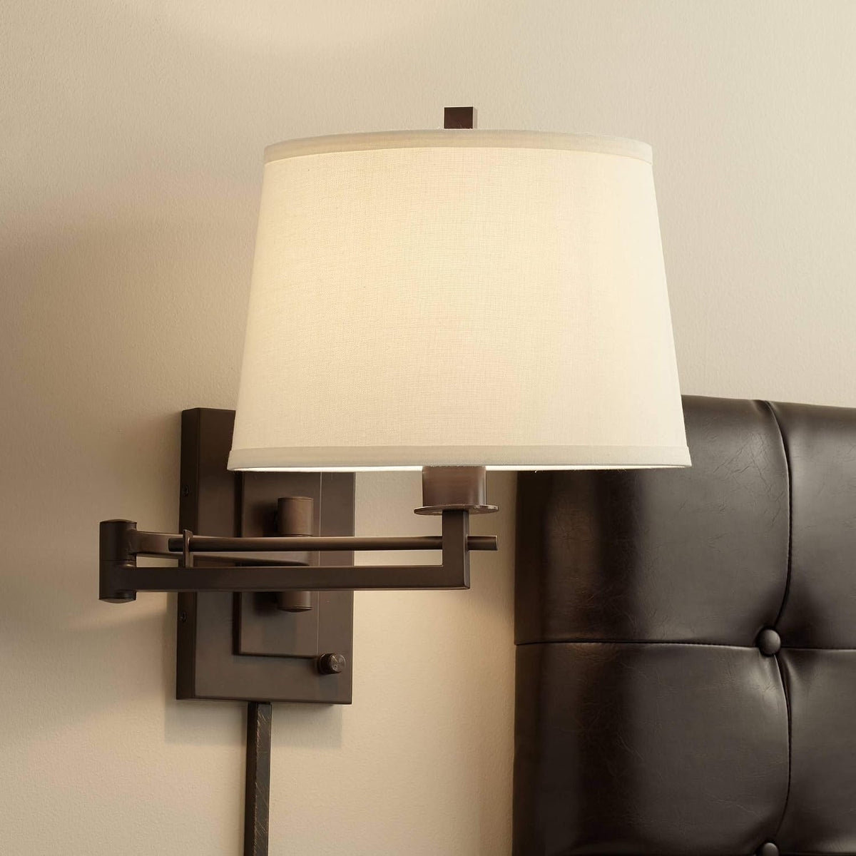 15‑Inch Bronze Plug‑In Swing‑Arm Wall Lamp