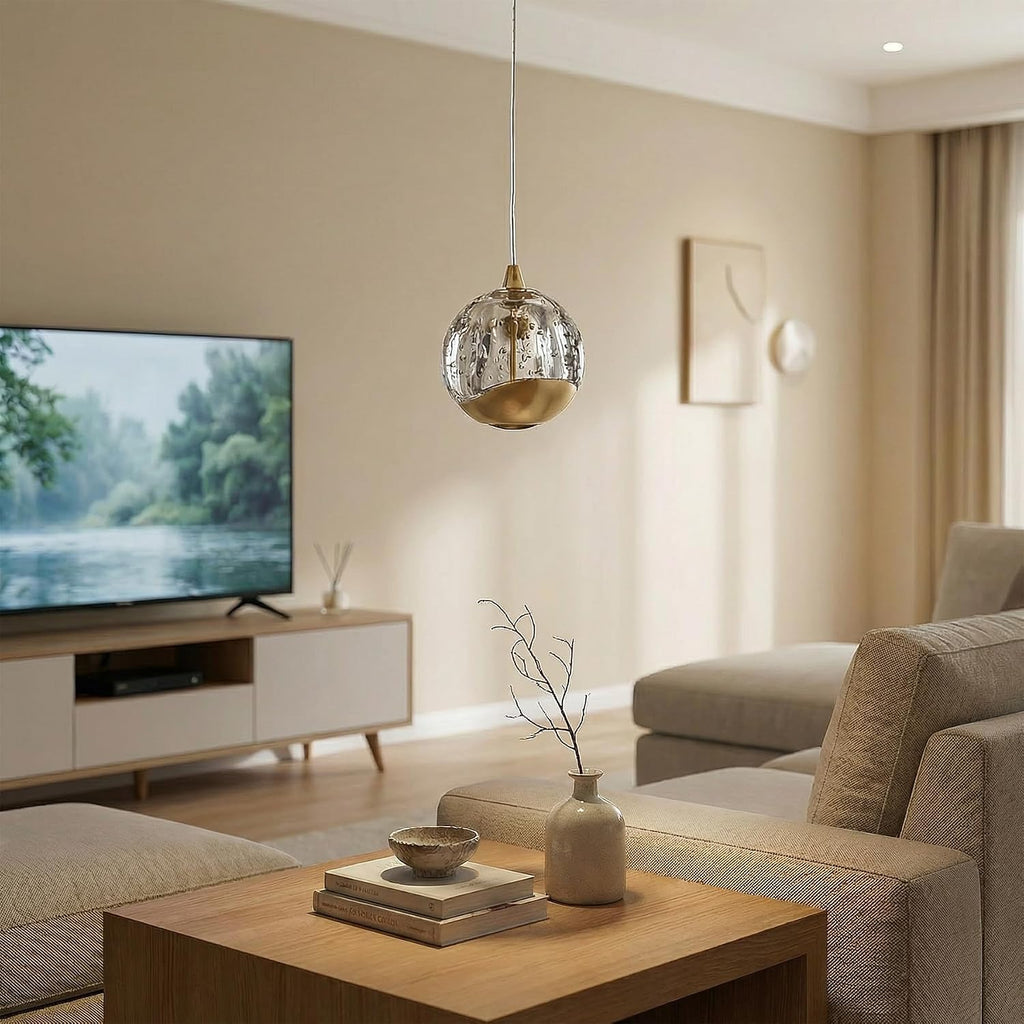 3.5‑Inch Gold Bubble‑Glass Single Pendant Light