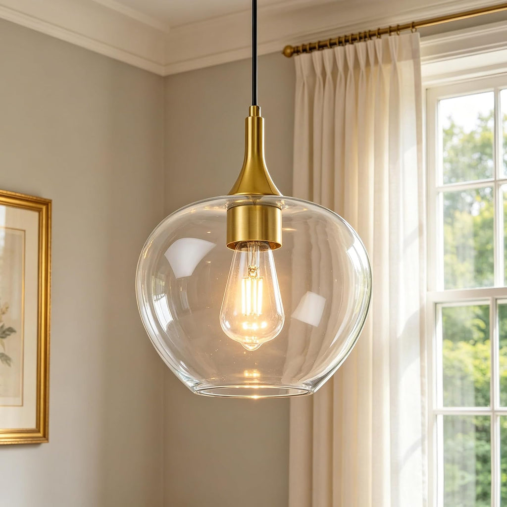9.45‑Inch Gold Clear‑Glass Pendant Light 1‑Pack