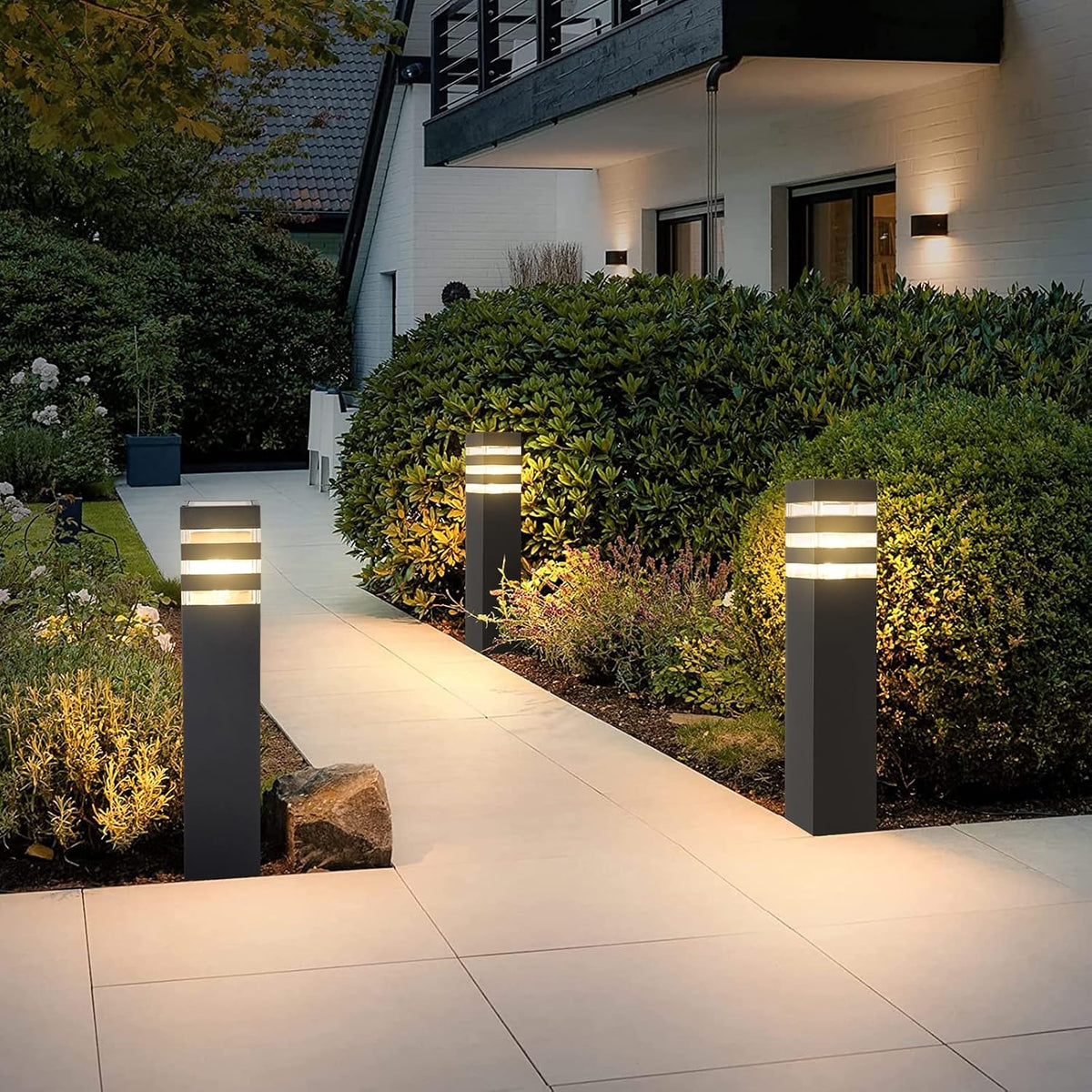Black Hardwired Outdoor Pathway Walkway Lantern