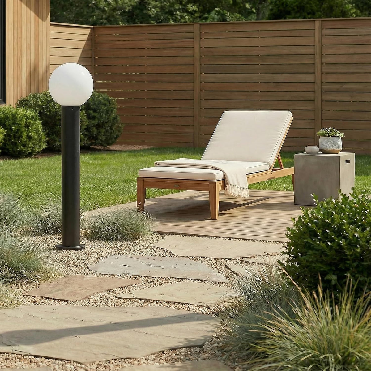 35.5‑Inch Black Opal‑Glass Outdoor Bollard Light