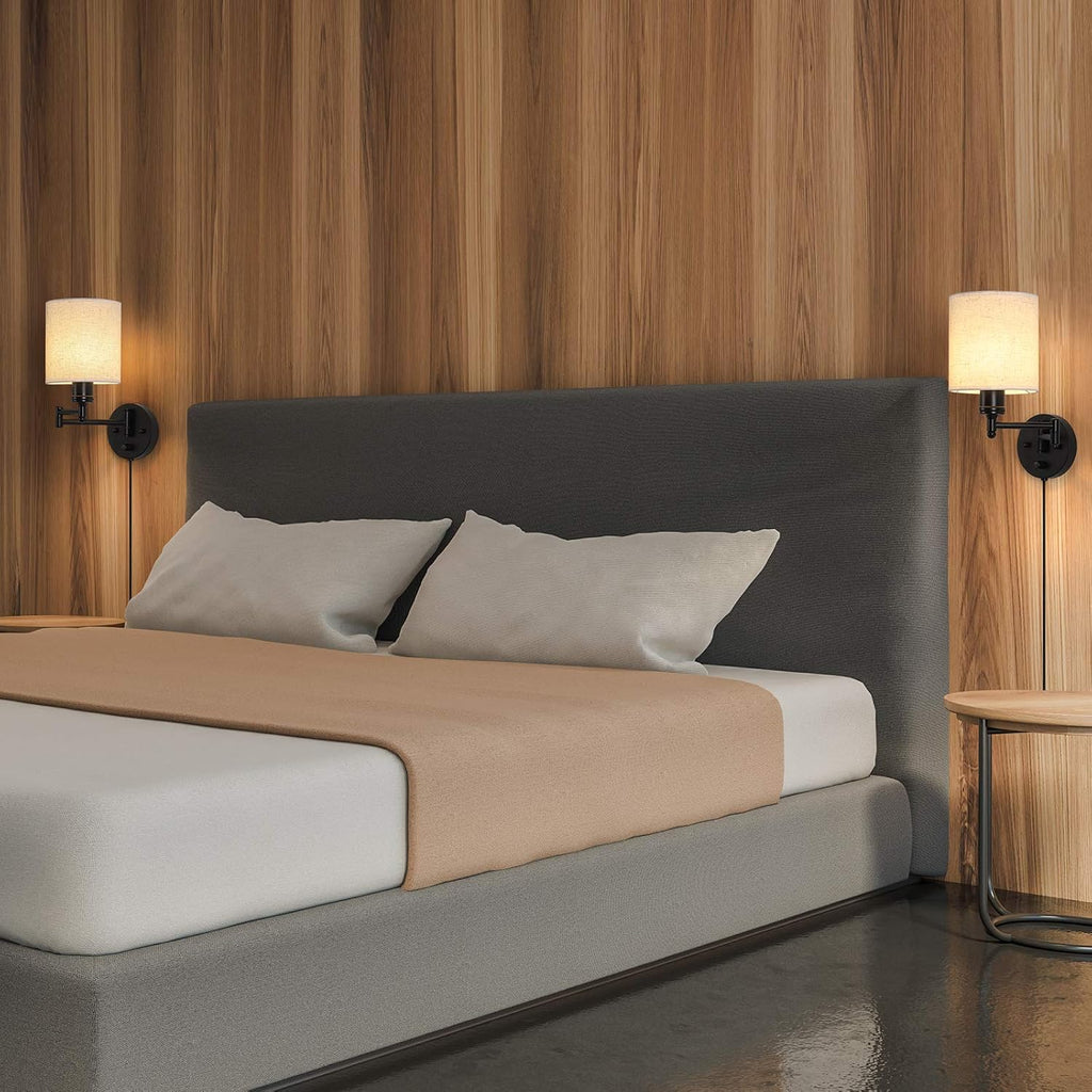 Swing‑Arm Plug‑In Wall Sconce 2‑Pack