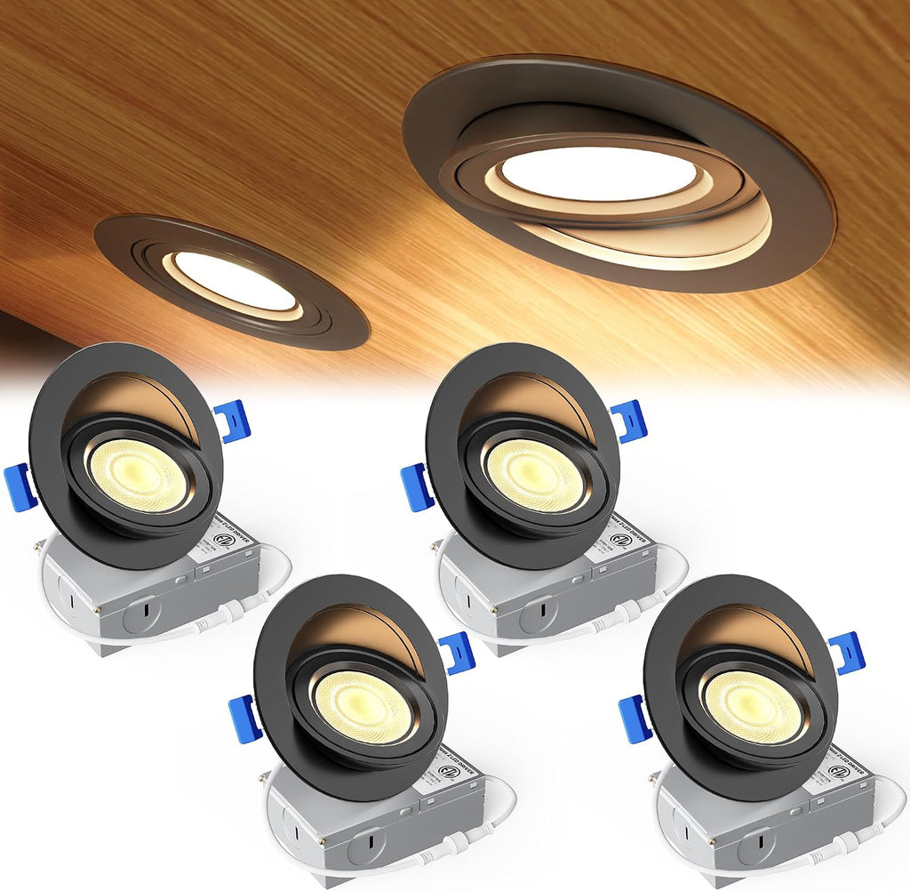 Black 4‑Inch 5CCT Gimbal LED Recessed Light 4‑Pack