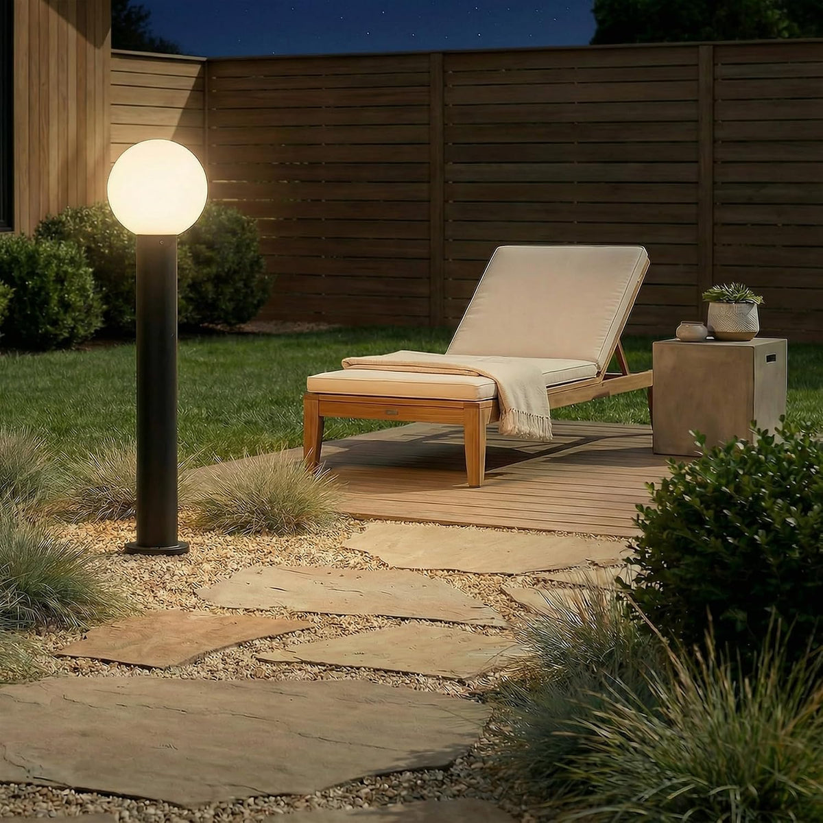 35.5‑Inch Black Opal‑Glass Outdoor Bollard Light