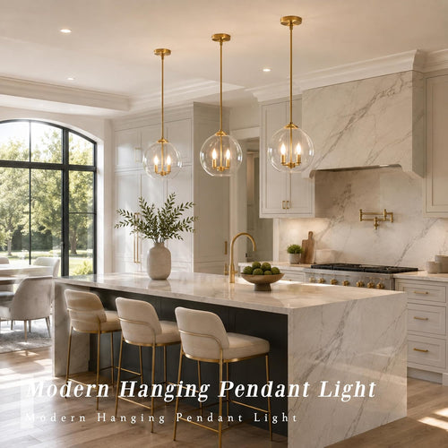 10‑Inch Gold Glass Globe Pendant Light 2‑Pack