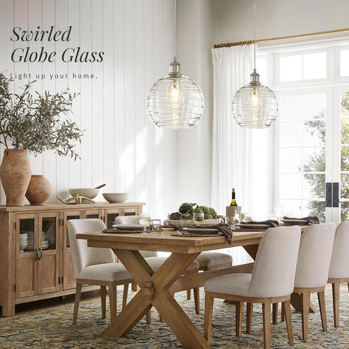 10‑Inch Brushed‑Nickel Globe‑Glass Pendant Light