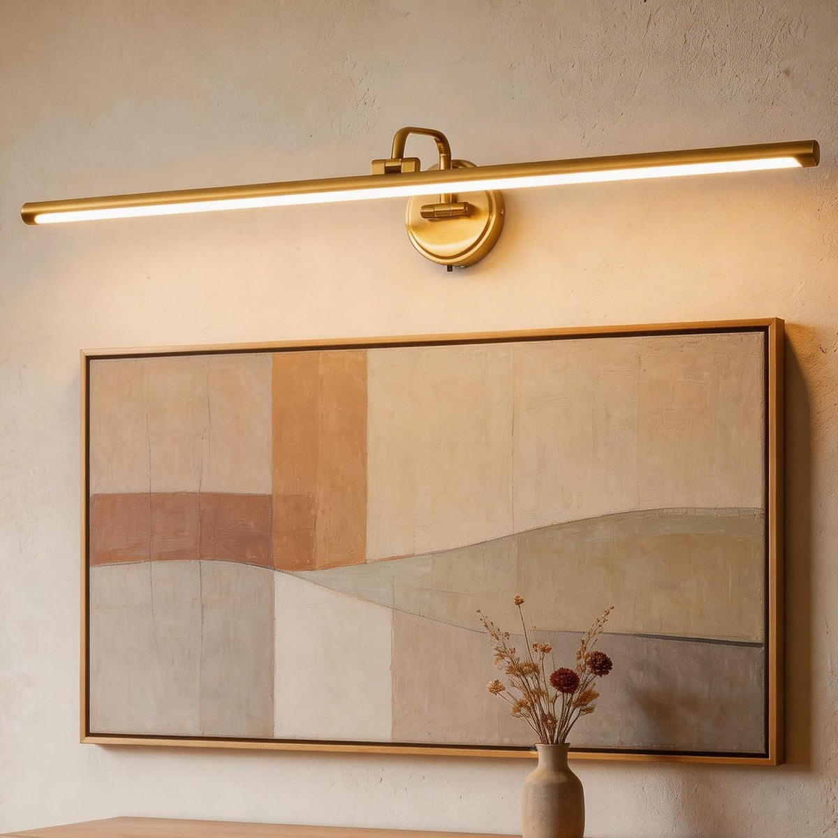39‑Inch Brass Dimmable Swing‑Arm LED Picture Light