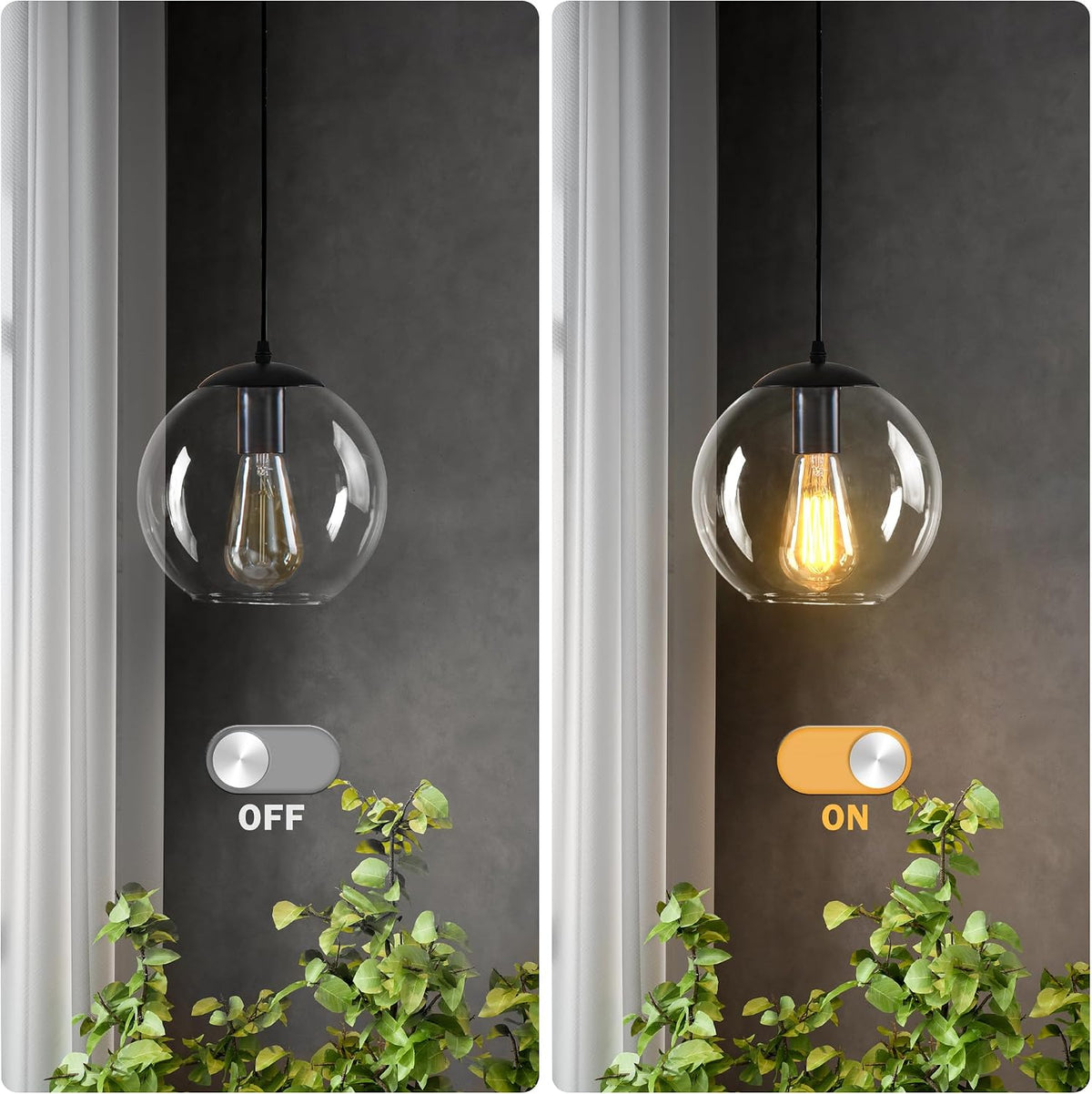 4.7‑Inch Black Clear‑Globe Cluster Pendant Light