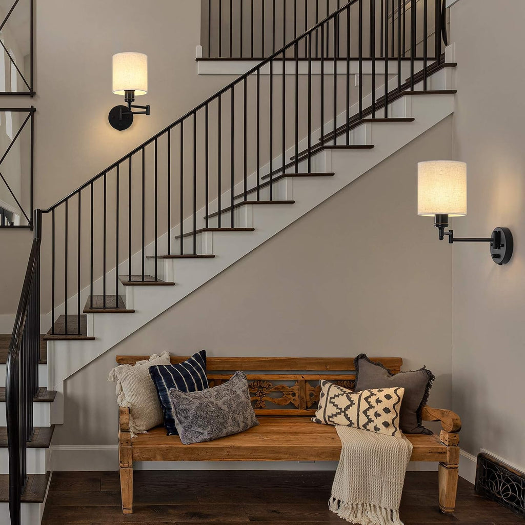 Swing‑Arm Plug‑In Wall Sconce 2‑Pack