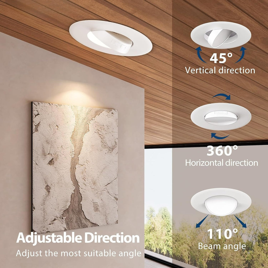 6‑Inch 5CCT Gimbal LED Recessed Lights 12‑Pack